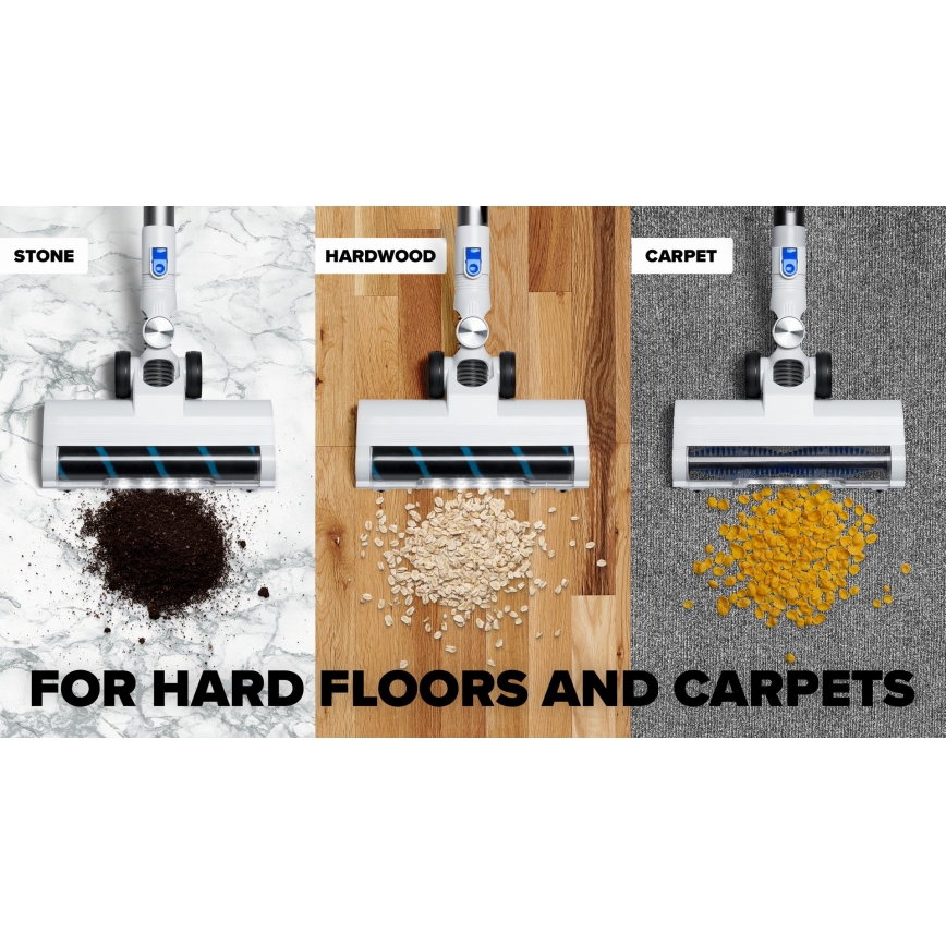 Niceboy ION Hurricane H5 - Ασύρματη ράβδος ηλεκτρικής σκούπας 2 σε 1 150W/2200 mAh λευκό/μπλε