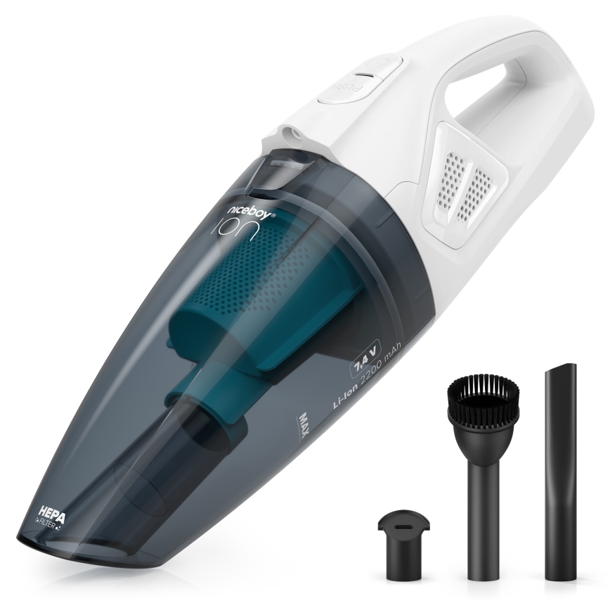 Niceboy ION Hurricane R1 - Επαναφορτιζόμενο σκουπάκι χειρός 50W/2200 mAh λευκό/μπλε