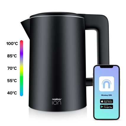 Niceboy ION SmartKettle - Έξυπνος βραστήρας με θερμοστάτη 1,7 l 2200W/230V Wi-Fi μαύρο