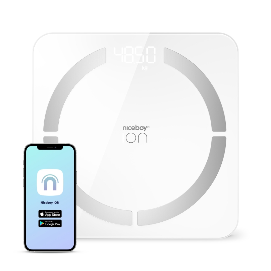 Niceboy ION SmartScale - Έξυπνη ψηφιακή ζυγαριά 3xAAA λευκό