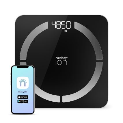 Niceboy ION SmartScale - Έξυπνη ψηφιακή ζυγαριά 3xAAA μαύρο