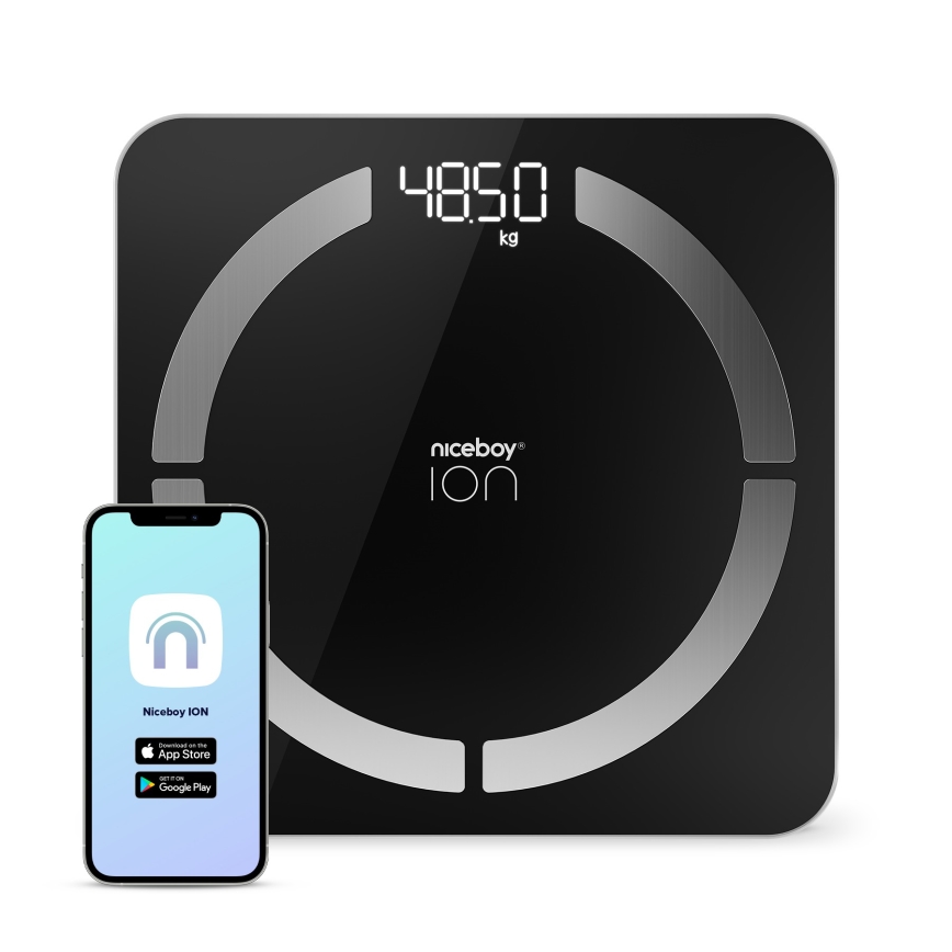 Niceboy ION SmartScale - Έξυπνη ψηφιακή ζυγαριά 3xAAA μαύρο