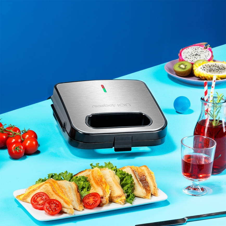 Niceboy ION Snacker S1 - Τοστιέρα 750W/230V ματ χρώμιο/μαύρο