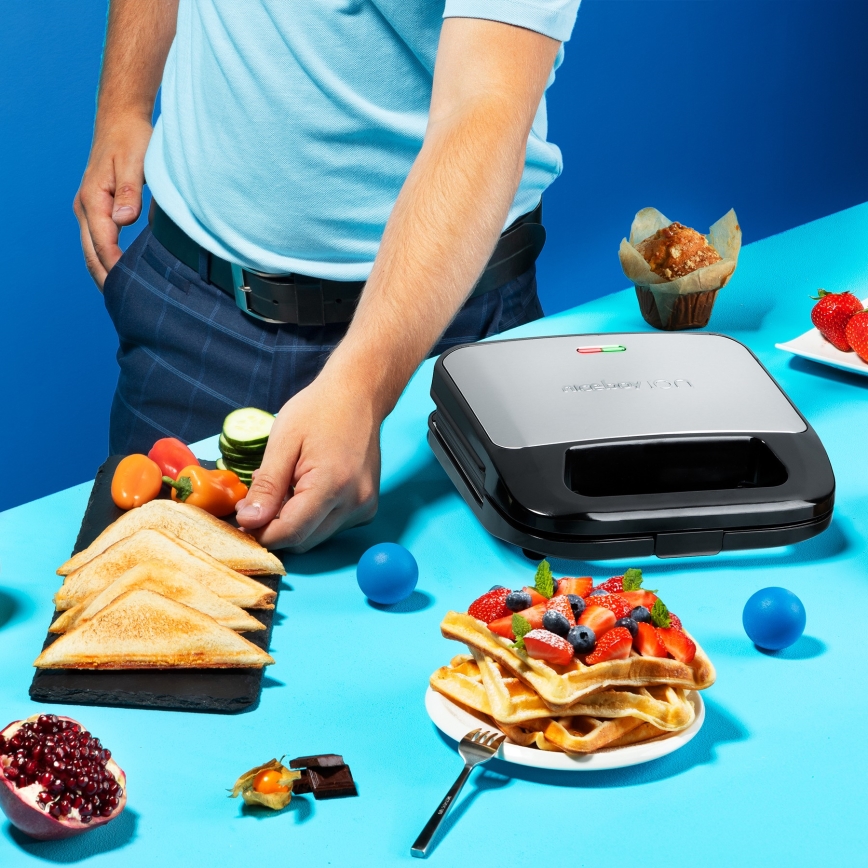 Niceboy ION Snacker S3 - Τοστιέρα 3σε1 750W/230V ανοξείδωτο ατσάλι/μαύρο