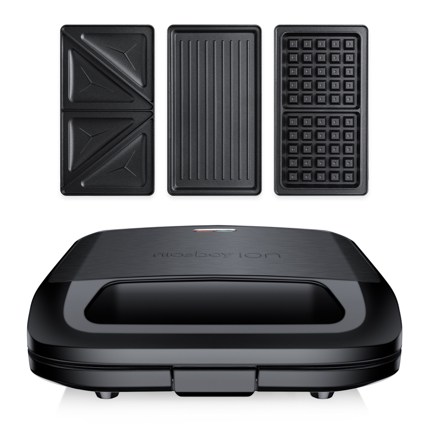 Niceboy ION Snacker S3 - Τοστιέρα 3σε1 750W/230V ανοξείδωτο ατσάλι/μαύρο