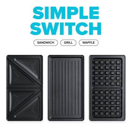 Niceboy ION Snacker S3 - Τοστιέρα 3σε1 750W/230V ανοξείδωτο ατσάλι/μαύρο