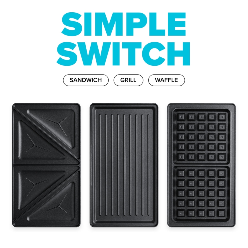 Niceboy ION Snacker S3 - Τοστιέρα 3σε1 750W/230V ανοξείδωτο ατσάλι/μαύρο