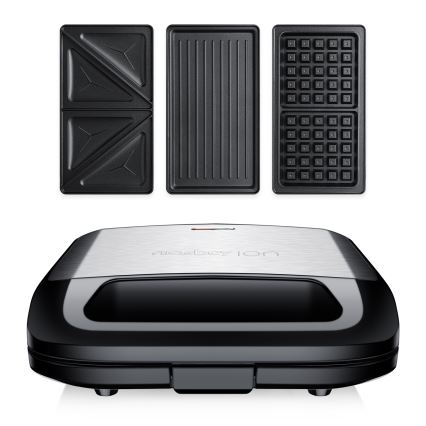 Niceboy ION Snacker S3 - Τοστιέρα 3σε1 750W/230V ανοξείδωτο ατσάλι/μαύρο