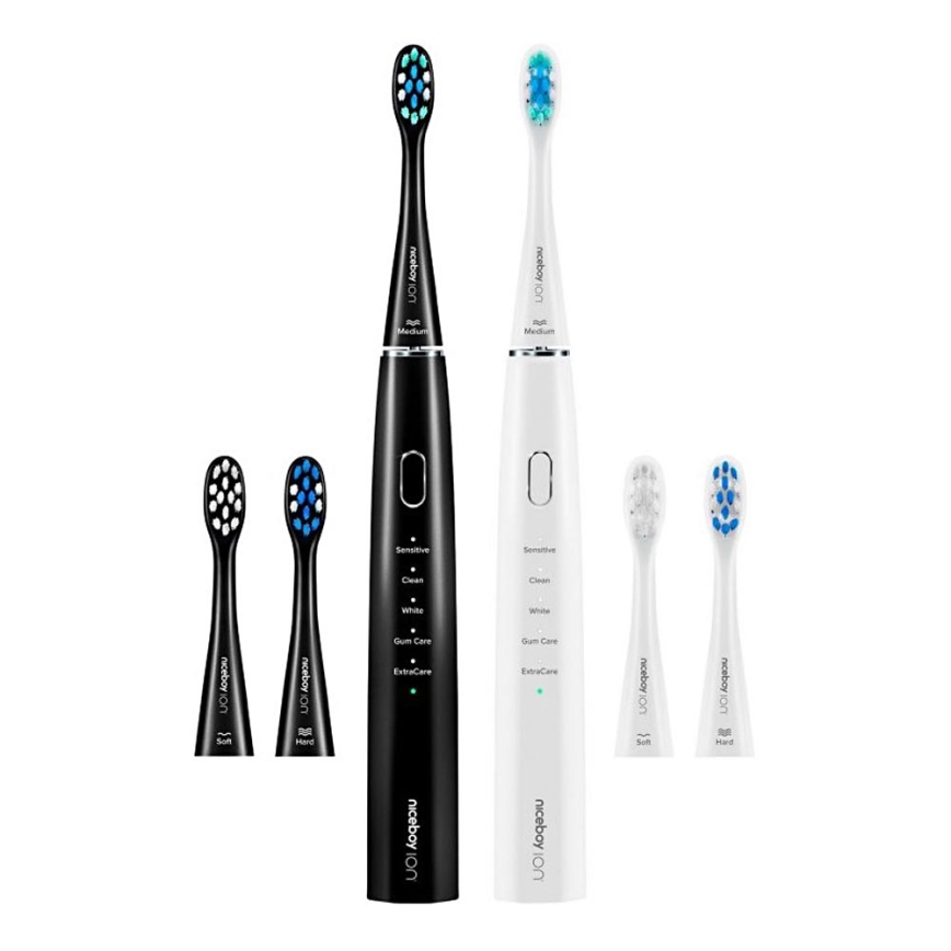 Niceboy ION Sonic Duo Pack - ΣΕΤ 2x Ηχητική οδοντόβουρτσα IPX7 μαύρο + λευκό