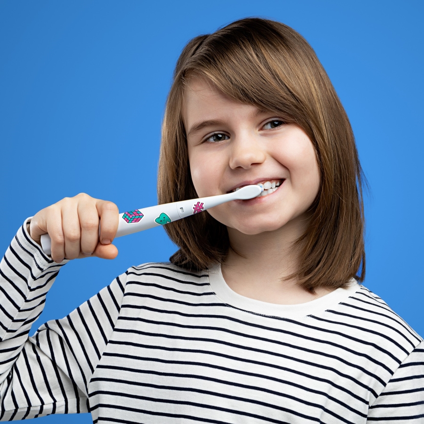 Niceboy ION Sonic Kids - Παιδική οδοντόβουρτσα με ήχο 500 mAh IPX7 λευκό