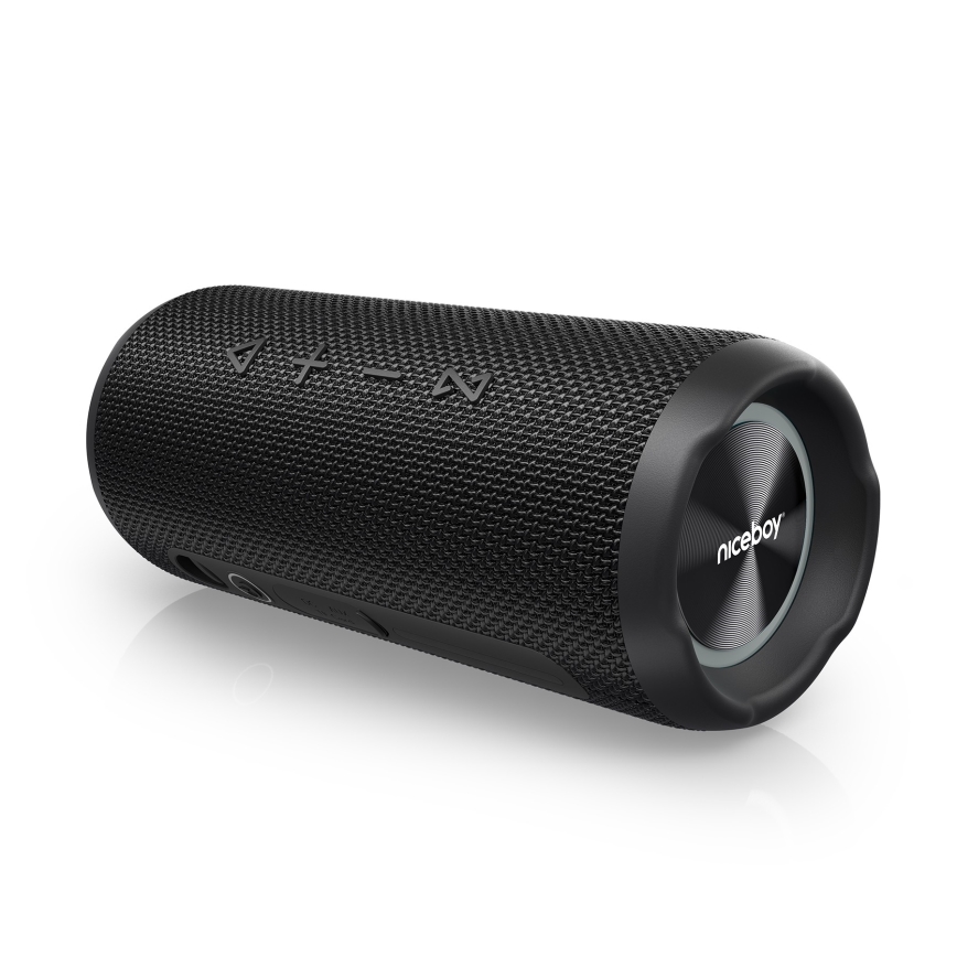 Niceboy Nexus - LED Ασύρματο ηχείο με μικρόφωνο 26W/4000 mAh IPX6 μαύρο