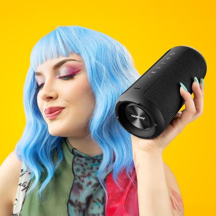 Niceboy Orion - LED Ασύρματο ηχείο με μικρόφωνο 24W/2200 mAh IPX7 μαύρο