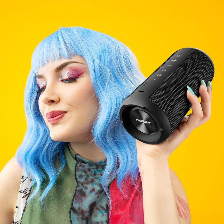 Niceboy Orion - LED Ασύρματο ηχείο με μικρόφωνο 24W/2200 mAh IPX7 μαύρο