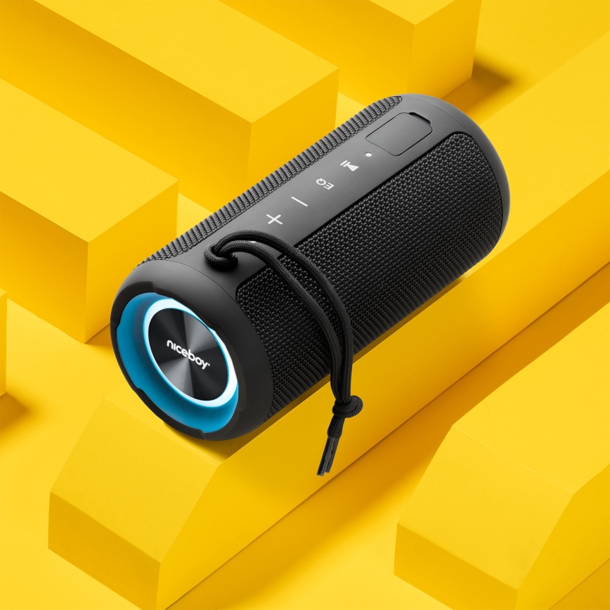 Niceboy Orion - LED Ασύρματο ηχείο με μικρόφωνο 24W/2200 mAh IPX7 μαύρο