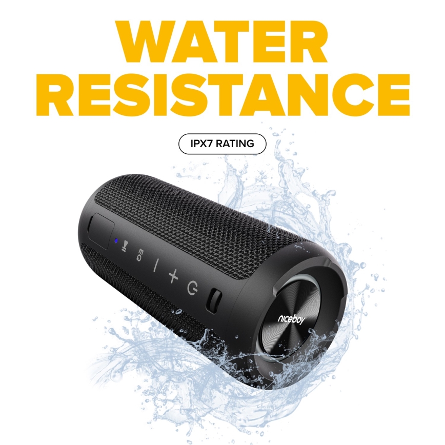 Niceboy Orion - LED Ασύρματο ηχείο με μικρόφωνο 24W/2200 mAh IPX7 μαύρο