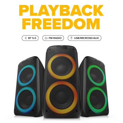 Niceboy PARTY Boss 2 - Ασύρματο ηχείο LED με μικρόφωνο και λειτουργία powerbank 200W/4500 mAh + τηλεχειριστήριο