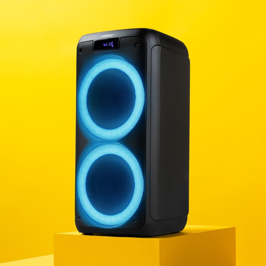 Niceboy PARTY Boss 2 - LED Ασύρματο ηχείο με μικρόφωνο και power bank λειτουργία 200W/4500 mAh + τηλεχειριστήριο