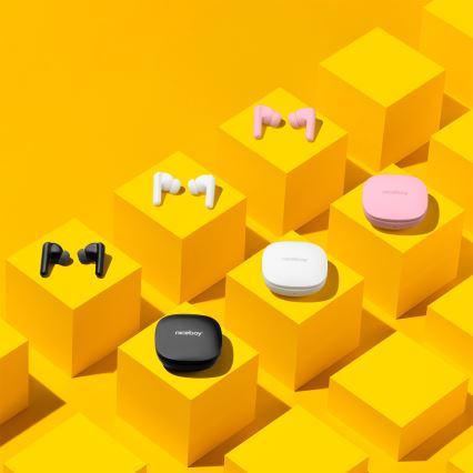 Niceboy Pins 4 PRO - Ασύρματα ακουστικά με ANC 380 mAh + 2x 35 mAh IP54 λευκό