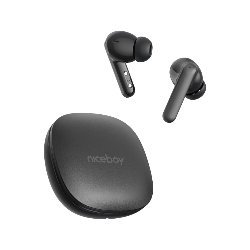 Niceboy Pins 4 PRO - Ασύρματα ακουστικά με ANC 380 mAh + 2x 35 mAh IP54 μαύρο