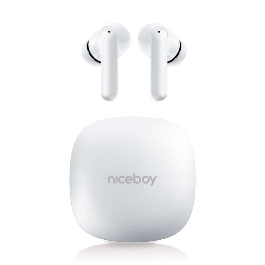 Niceboy Pins 4 PRO - Ασύρματα ακουστικά με ANC 380 mAh + 2x 35 mAh IP54 λευκό