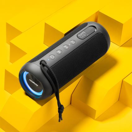 Niceboy Polaris - LED Ασύρματο ηχείο με μικρόφωνο 30W/4000 mAh IPX7 μαύρο