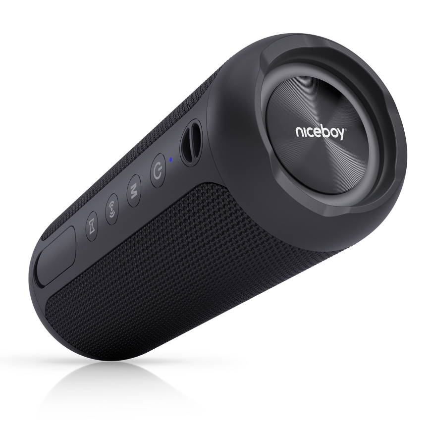 Niceboy Polaris - LED Ασύρματο ηχείο με μικρόφωνο 30W/4000 mAh IPX7 μαύρο