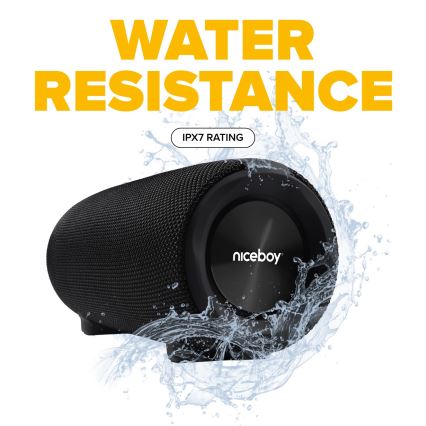Niceboy Titan 4 - LED Ασύρματο ηχείο με μικρόφωνο και power bank λειτουργία 50W/4000 mAh IPX7 μαύρο