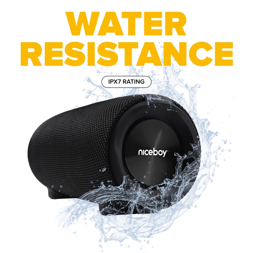Niceboy Titan 4 - LED Ασύρματο ηχείο με μικρόφωνο και power bank λειτουργία 50W/4000 mAh IPX7 μαύρο