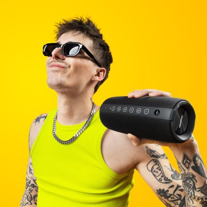 Niceboy Titan 4 - LED Ασύρματο ηχείο με μικρόφωνο και power bank λειτουργία 50W/4000 mAh IPX7 μαύρο