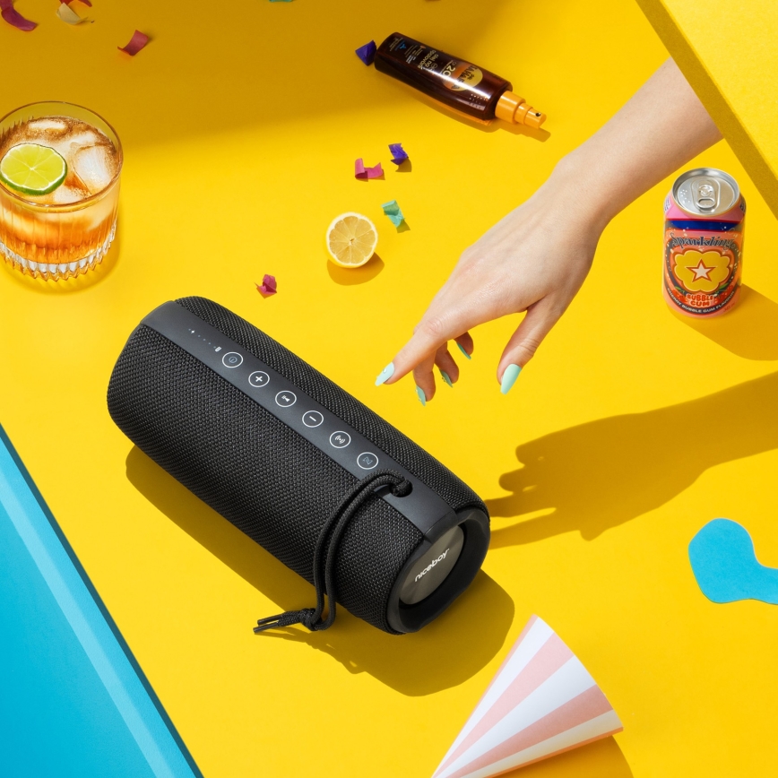 Niceboy Titan 4 - LED Ασύρματο ηχείο με μικρόφωνο και power bank λειτουργία 50W/4000 mAh IPX7 μαύρο