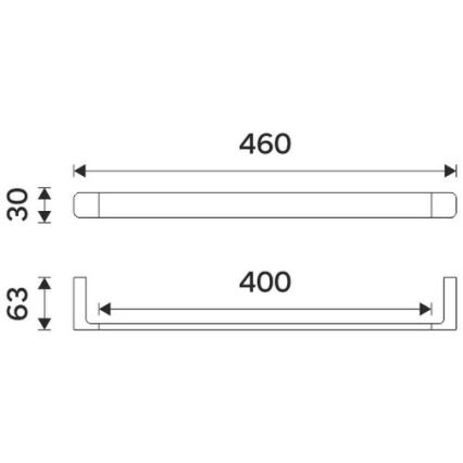 NIMCO MA 29046-26 - Επιτοίχια πετσετοθήκη MAYA 46 cm γυαλιστερό χρώμιο