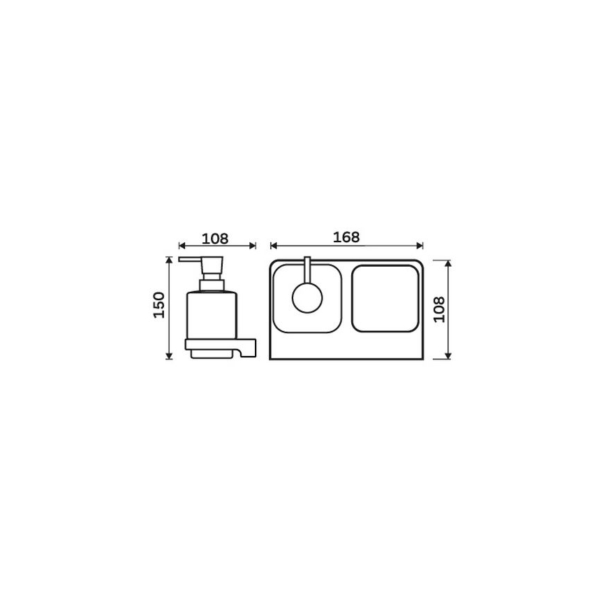 NIMCO MAC 2905831C-T-90 - Ντισπένσερ υγρού σαπουνιού τοίχου και θήκη για οδοντόβουρτσες MAYA 320 mm ματ Γυαλί/ματ μαύρο