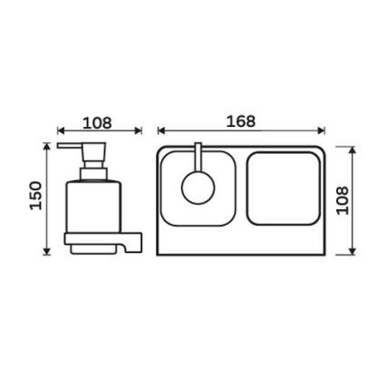 NIMCO MAC 2905831C-T-90 - Ντισπένσερ υγρού σαπουνιού τοίχου και θήκη για οδοντόβουρτσες MAYA 320 mm ματ Γυαλί/ματ μαύρο