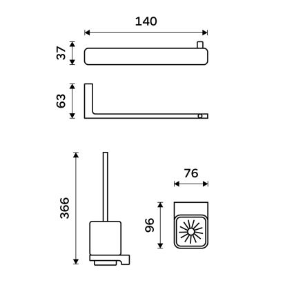 NIMCO MAC σετ-94KN-90 - Πιγκάλ μπάνιου και χαρτοθήκη MAYA λευκό/ματ μαύρο