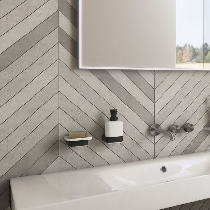 NIMCO NKC set-31K-T-90 - Επιτοίχιος διανομέας σαπουνιού, θήκη οδοντόβουρτσας και γάντζος τοίχου NIKAU 320 mm λευκό/ματ μαύρο