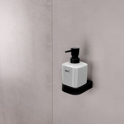 NIMCO NKC set-31K-T-90 - Επιτοίχιος διανομέας σαπουνιού, θήκη οδοντόβουρτσας και γάντζος τοίχου NIKAU 320 mm λευκό/ματ μαύρο