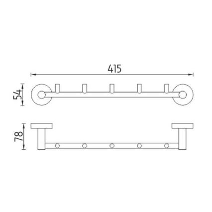 NIMCO UN 13054-5-26 - Επιτοίχια πετσετοθήκη UNIX 41,5 cm γυαλιστερό χρώμιο