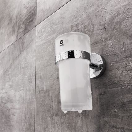 NIMCO UN σετ-31W-26 - Επιτοίχιο ντισπένσερ σαπουνιού, θήκη οδοντόβουρτσας και γάντζος τοίχου UNIX 250 mm ματ Γυαλί/γυαλιστερό χρώμιο