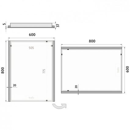NIMCO ZP 11002 - Καθρέφτης Μπάνιου με οπίσθιο φωτισμό LED LED/24W/230V 6500K 80x60 cm IP44