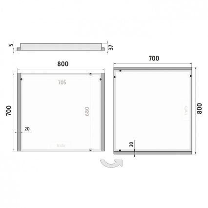 NIMCO ZP 11003 - Καθρέφτης Μπάνιου με οπίσθιο φωτισμό LED LED/21W/230V 6500K 70x80 cm IP44