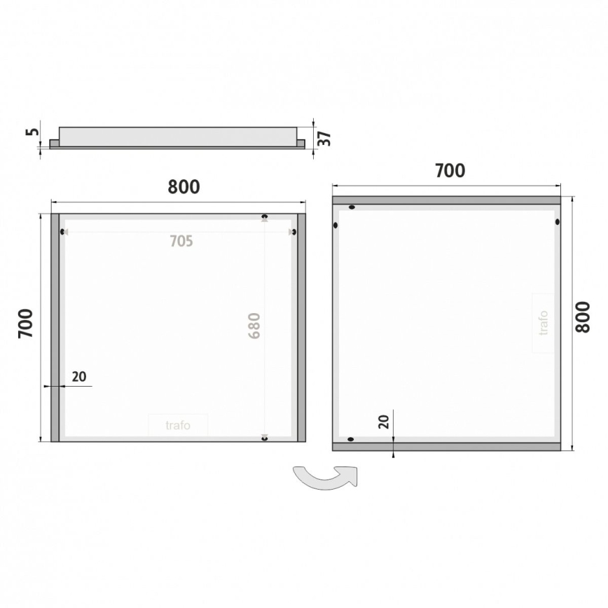 NIMCO ZP 11003 - Καθρέφτης Μπάνιου με οπίσθιο φωτισμό LED LED/21W/230V 6500K 70x80 cm IP44