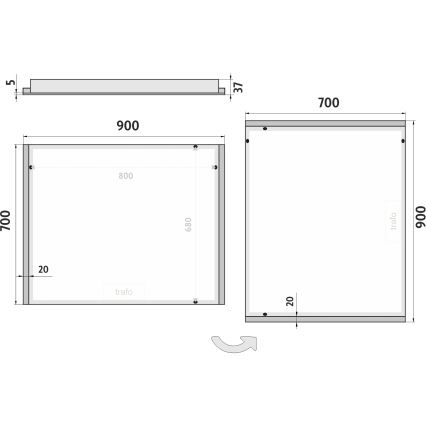 NIMCO ZP 11019 - Καθρέφτης Μπάνιου με οπίσθιο φωτισμό LED LED/21W/230V 6500K 70x90 cm IP44