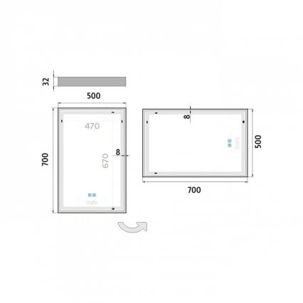 NIMCO ZP 13001VX - Ρυθμιζόμενος LED καθρέφτης μπάνιου με οπίσθιο φωτισμό LED/35W/230V 3000-6500K 70x50 cm IP44