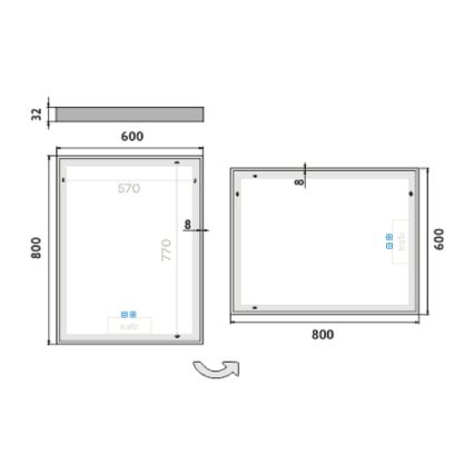 NIMCO ZP 13002VX - Kαθρέφτης μπάνιου με οπίσθιο φωτισμό dimming LED LED/41W/230V 3000-6500K 80x60 cm IP44