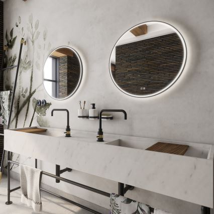 NIMCO ZPC 28000RVX-90 - Kαθρέφτης μπάνιου με οπίσθιο φωτισμό dimming LED LED/26W/230V 3000-6500K διάμετρος 60 cm ματ μαύρο IP44