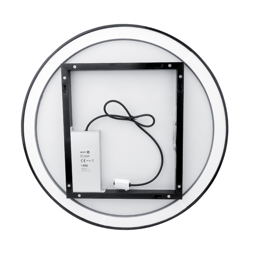 NIMCO ZPC 28000RVX-90 - Kαθρέφτης μπάνιου με οπίσθιο φωτισμό dimming LED LED/26W/230V 3000-6500K διάμετρος 60 cm ματ μαύρο IP44