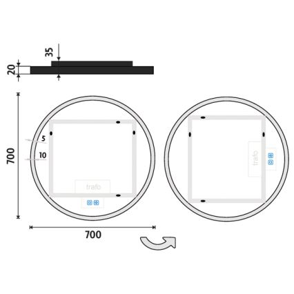 NIMCO ZPC 28001RVX-90 - Kαθρέφτης μπάνιου με οπίσθιο φωτισμό dimming LED LED/33W/230V 3000-6500K διάμετρος 70 cm ματ μαύρο IP44