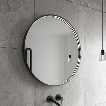 NIMCO ZPC 31000RVX-90 - Kαθρέφτης μπάνιου με οπίσθιο φωτισμό dimming LED LED/20W/230V 3000-6500K διάμετρος 60 cm ματ μαύρο IP44