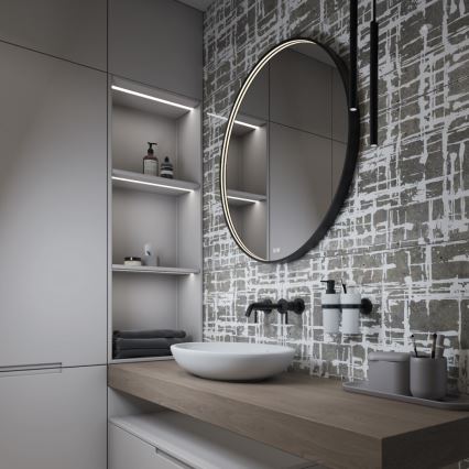 NIMCO ZPC 31000RVX-90 - LED ρυθμιζόμενος καθρέφτης μπάνιου με περιμετρικό φωτισμό LED/20W/230V 3000-6500K Ø 60 cm ματ μαύρο IP44