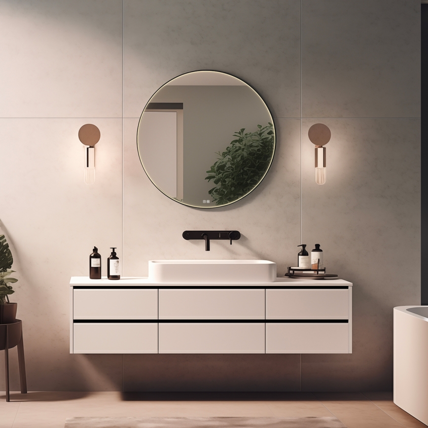 NIMCO ZPC 31000RVX-90 - LED ρυθμιζόμενος καθρέφτης μπάνιου με περιμετρικό φωτισμό LED/20W/230V 3000-6500K Ø 60 cm ματ μαύρο IP44